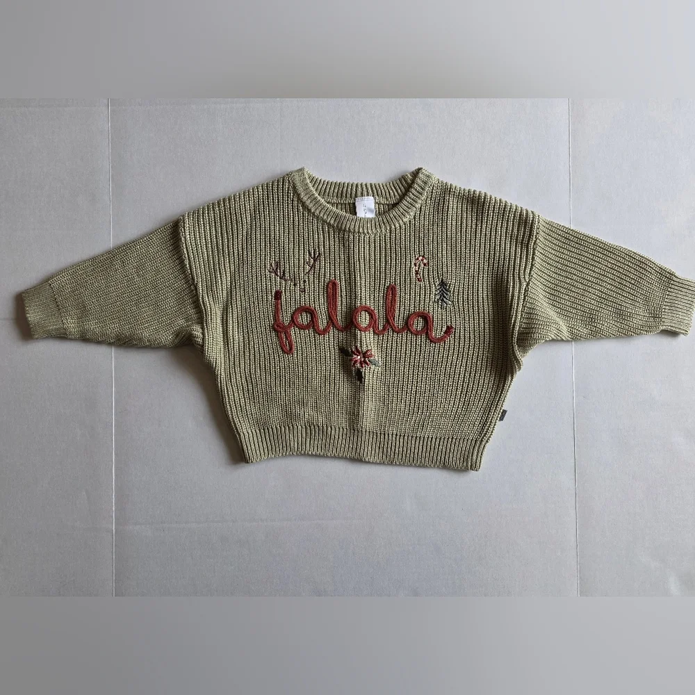 Modern Moments Baby Holiday Sweater 12 Months Fa La La Embroidered Knit Pullover